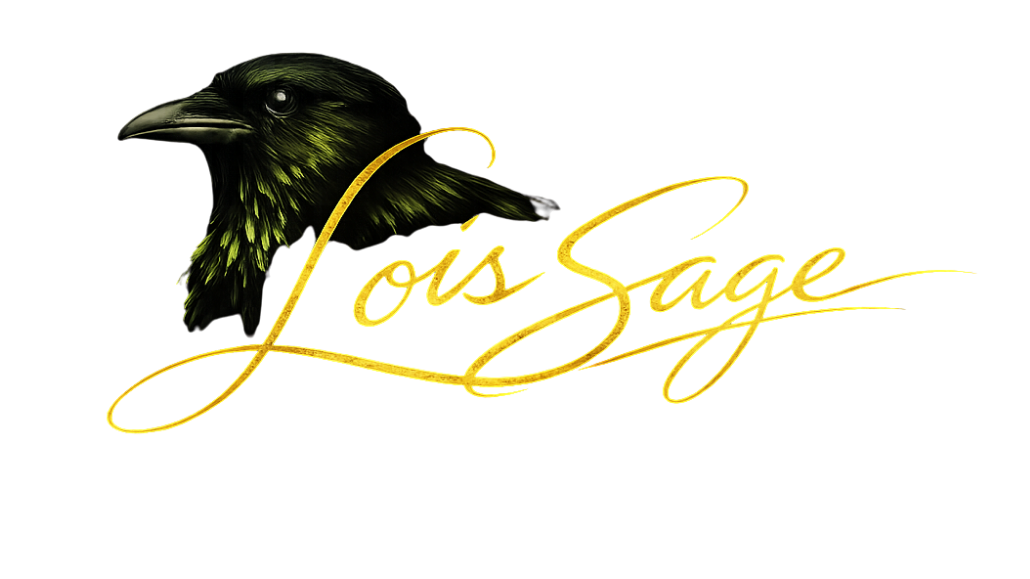 Lois Sage Fantasy Author Raven with Green Highlights Logo
